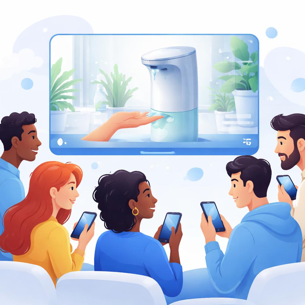 Building trust with AI UGC Stylized people watching product videos on their phones